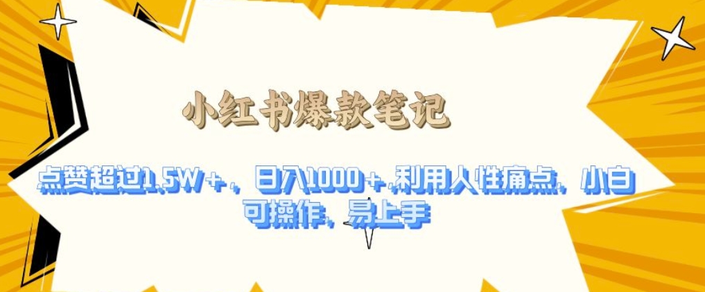 利用人性的痛点，打造爆款笔记，获得点赞超过1.5W+，日入1k【揭秘】-云创网