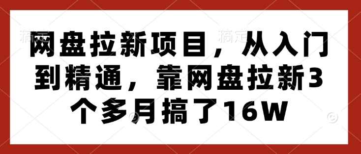 网盘拉新项目，从入门到精通，靠网盘拉新3个多月搞了16W-云创网