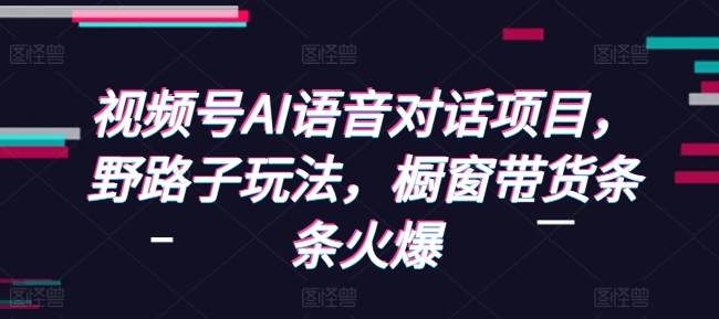 视频号AI语音对话项目，野路子玩法，橱窗带货条条火爆-云创网