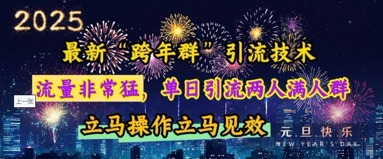 最新“跨年群”引流，流量非常猛，单日引流两人满人群，立马操作立马见效【揭秘】-云创网