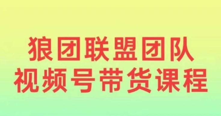 狼团联盟2024视频号带货，0基础小白快速入局视频号-云创网