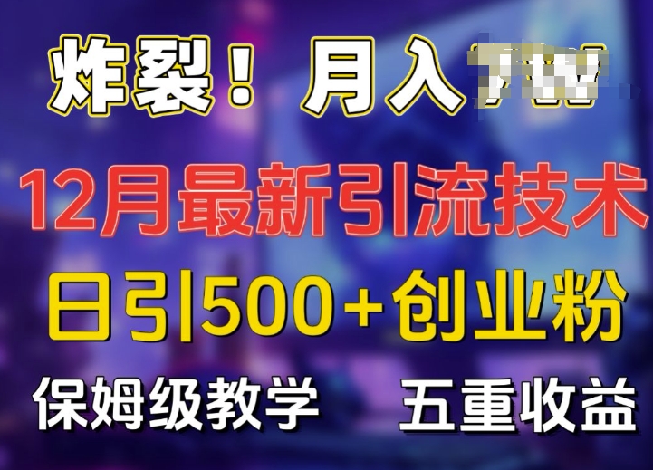 炸裂!揭秘12月最新日引流500+精准创业粉，多重收益保姆级教学-云创网