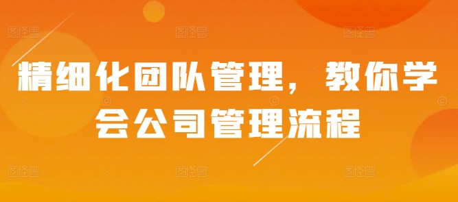 精细化团队管理，教你学会公司管理流程-云创网
