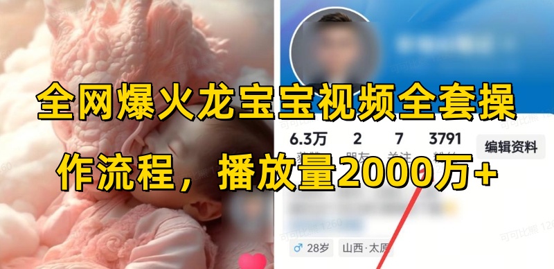 全网爆火龙宝宝视频全套操作流程，播放量2000万+-云创网