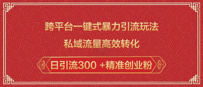 跨平台一键式暴力引流玩法，私域流量高效转化日引流300 +精准创业粉-云创网