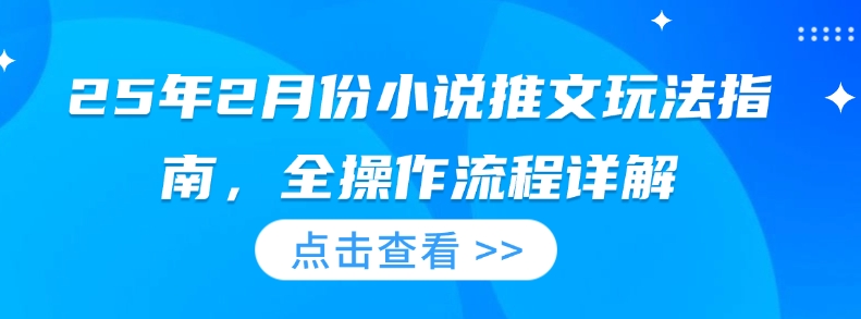 25年2月份小说推文玩法指南，全操作流程详解-云创网