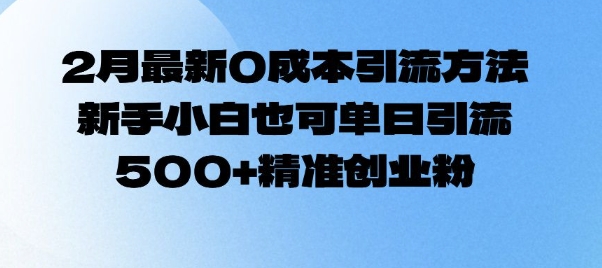 2月最新0成本引流方法，新手小白也可单日引流500+精准创业粉-云创网