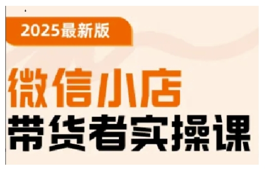 2025最新版微信小店带货者实操课，基础操作到高级运营技巧，快速上手-云创网
