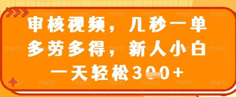 审核视频，几秒一单，多劳多得，新人小白一天轻松3张【揭秘】-云创网