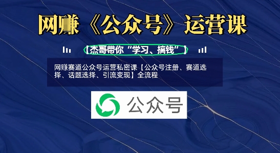 网创赛道公众号运营私密课【公众号注册、赛道选择、话题选择、引流变现】全流程-云创网