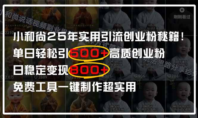 小和尚2025年实用引流秘籍！单日轻松引500+高质量创业粉，日变现800+，…-云创网