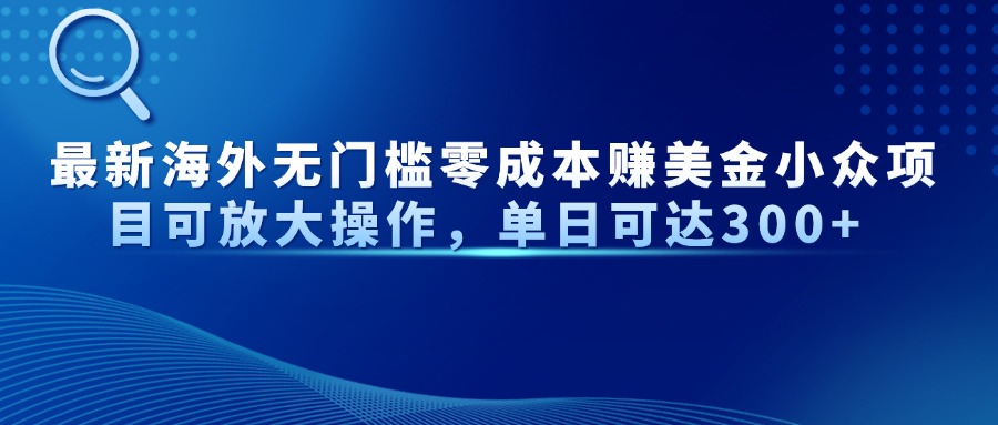最新海外无门槛零成本赚美金小众项目可放大操作，单日可达300+-云创网