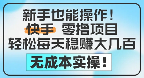 新手也能操作，快手零撸挣米，轻松每天挣2-5张，完全无成本-云创网