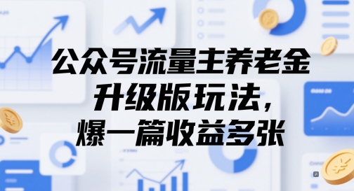 公众号流量主养老金升级版玩法，爆一篇收益多张-云创网