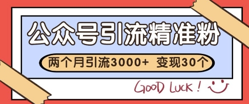 公众号精准粉引流玩法，2个月3000+精准粉，变现30个W【揭秘】-云创网