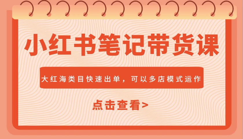 小红书笔记带货课，大红海类目快速出单，市场大，可以多店模式运作(更新)-云创网