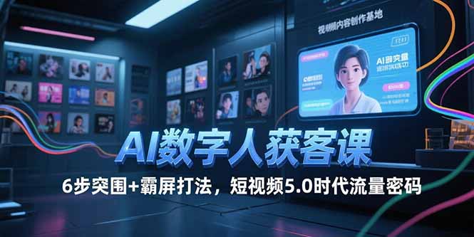 AI数字人获客课，6步突围+霸屏打法，短视频5.0时代流量密码-云创网