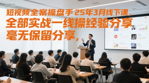 短视频全案操盘手25年3月线下课，全部实战一线操盘手经验分享，毫无保留分享，全是干货-云创网