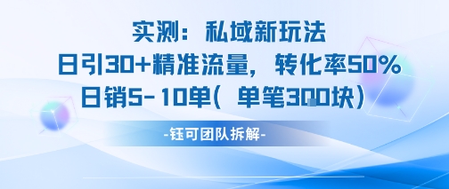 实测私域新玩法日引30加精准流量转化率50%日销5-10单每笔3张-云创网