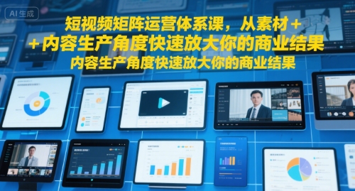短视频矩阵运营体系课，从素材+内容生产角度快速放大你的商业结果-云创网