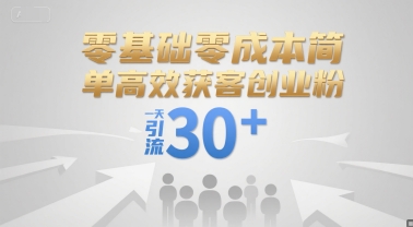零基础零成本简单高效获客创业粉，一天引流30+-云创网