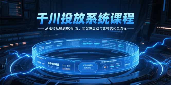 千川投放系统课程，从账号标签到ROI计算，包含冷启动与素材优化全流程-云创网