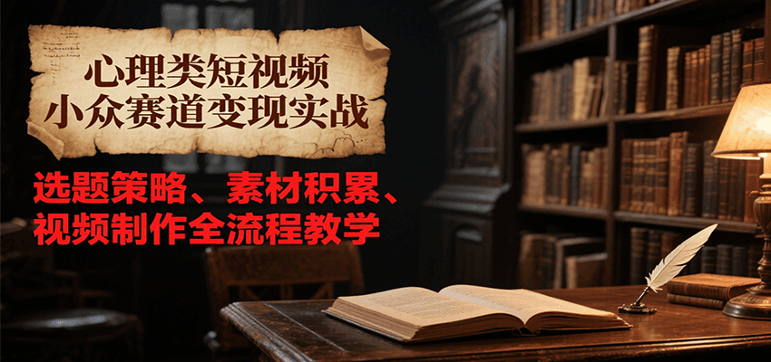 心理类短视频小众赛道变现实战，选题策略、素材积累、视频制作全流程教学-云创网