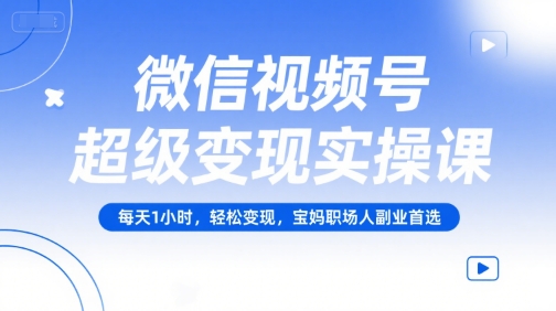 微信视频号超级变现实操课，每天1小时，轻松变现，宝妈职场人副业首选-云创网