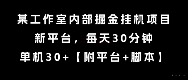 某工作室内部掘金挂G项目，新平台，每天30分钟，单机30+【揭秘】-云创网