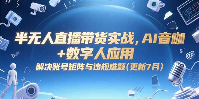半无人直播带货实战，AI音咖+数字人应用 解决账号矩阵与违规难题(更新7月-云创网