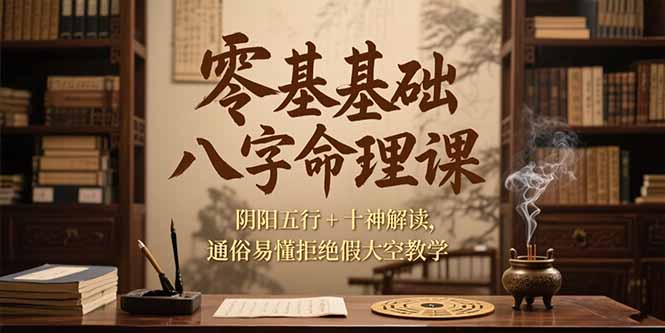 零基础八字命理课，阴阳五行+十神解读，通俗易懂拒绝假大空教学-云创网