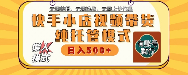 快手小店托管代运营，无需剪辑，无需选品，无需上传作品，全程无需操作，轻松月入5k+【揭秘】-云创网