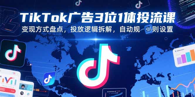 TikTok广告3位1体投流课，变现方式盘点，投放逻辑拆解，自动规则设置-云创网