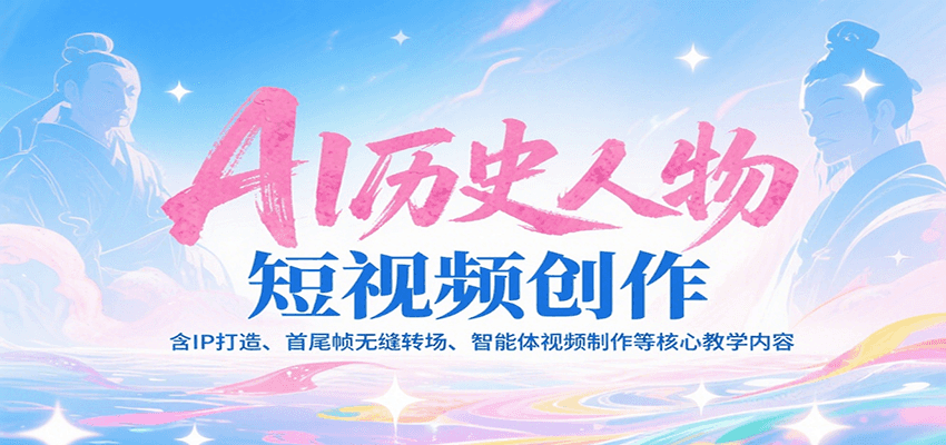 AI历史人物短视频创作，含IP打造、首尾帧无缝转场、智能体视频制作等核心教学内容-云创网