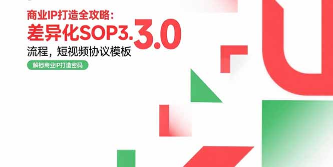 商业IP打造全攻略：差异化SOP3.0流程，短视频协议模板，婚恋项目实战案例-云创网