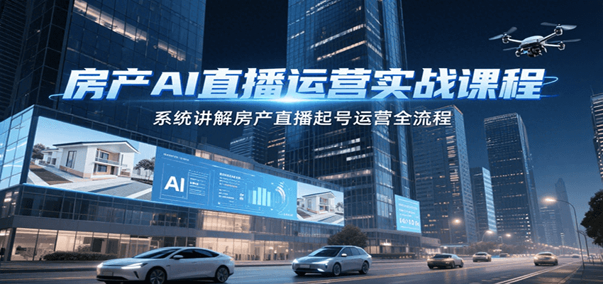 房产AI直播运营实战课程，系统讲解房产直播起号运营全流程-云创网