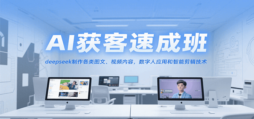 AI获客速成班，deepseek制作各类图文、视频内容，数字人应用和智能剪辑技术-云创网