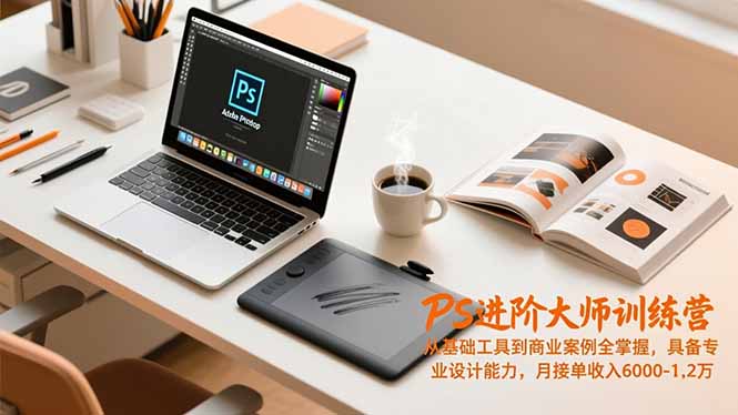 PS进阶大师训练营，从基础工具到商业案例全掌握，具备专业设计能力，月接单收入6000-1.2万-云创网