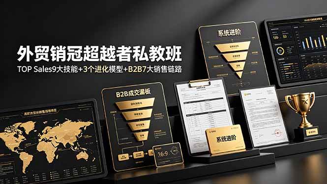 （19156期）外贸销冠超越者私教班：TOP Sales9大技能+3个进化模型+B2B7大销售链路，系统进阶-云创网