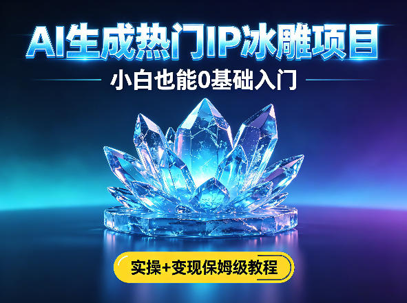 AI生成热门ip冰雕项目，小白也能0基础入门，实操+变现保姆级教程-云创网