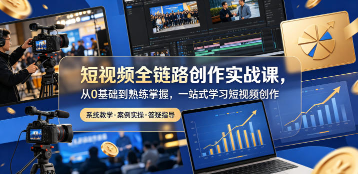 短视频全链路创作实战课，从0基础到熟练掌握，一站式学习短视频创作-云创网