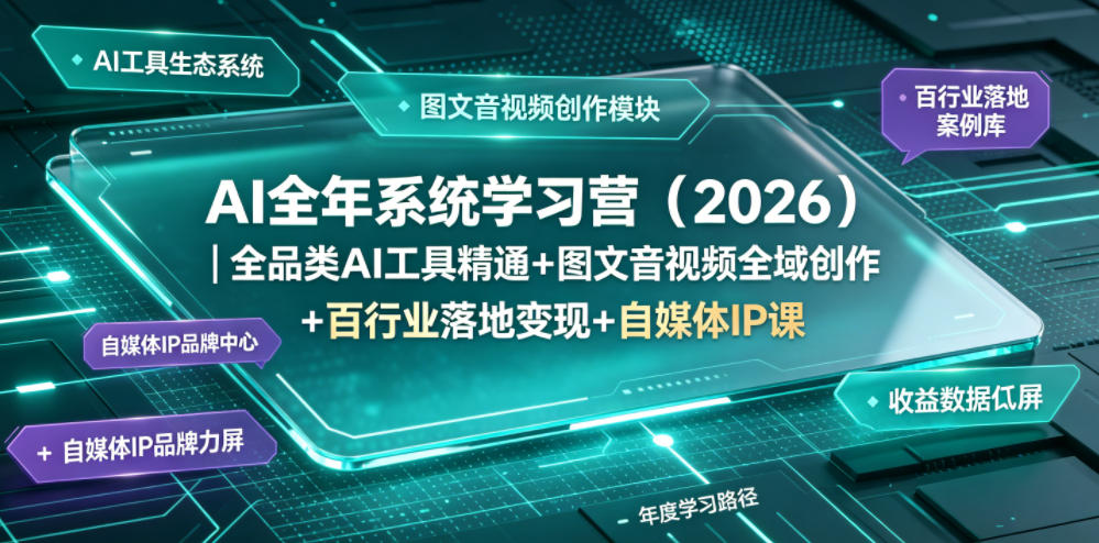 AI全年系统学习营（2026）｜全品类AI工具精通+图文音视频全域创作+百行业落地变现+自媒体IP打造年度进阶大课-云创网