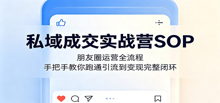 私域成交实战营SOP：朋友圈运营全流程，手把手教你跑通引流到变现完整闭环-云创网