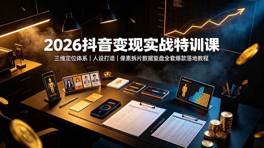 （19419期）2026抖音变现实战特训课：三维定位体系｜人设打造｜像素拆片数据复盘全套爆款落地教程-云创网