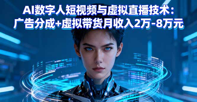 AI数字人短视频与虚拟直播技术：广告分成+虚拟带货月收入2万-8万元-云创网