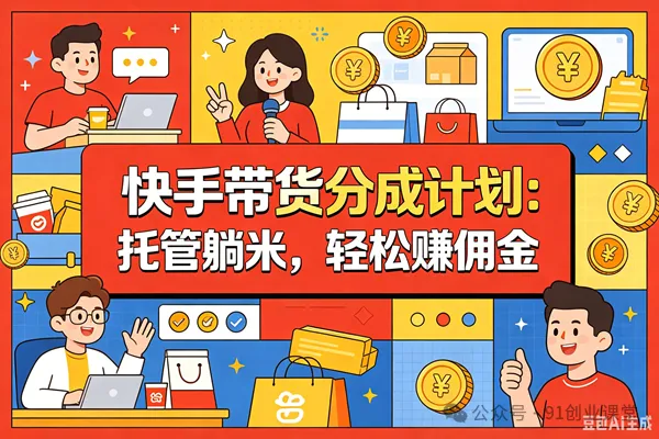 7月新项目——快手带货分成计划：托管躺米，轻松赚佣金，社裙兔费橡木-云创网