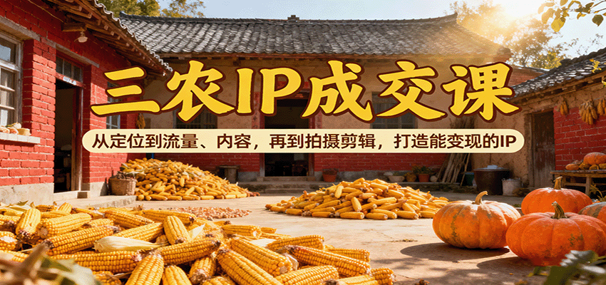 三农IP成交课：从定位到流量、内容，再到拍摄剪辑，打造能变现的IP-云创网