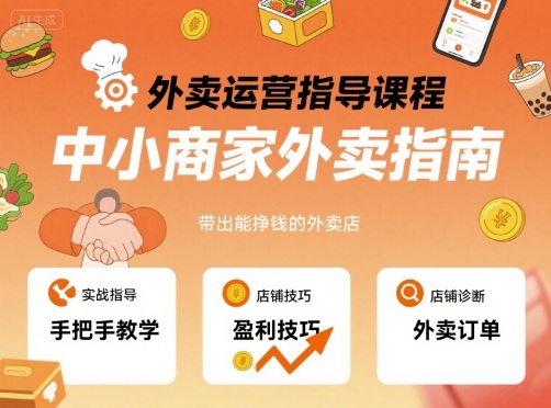 外卖运营指导课程，中小商家外卖指南，手把手带出能挣钱的外卖店-云创网