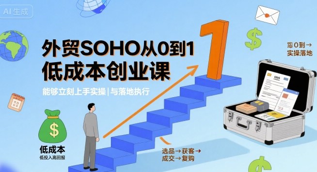 外贸SOHO从0到1低成本创业课，能够立刻上手实操与落地执行-云创网