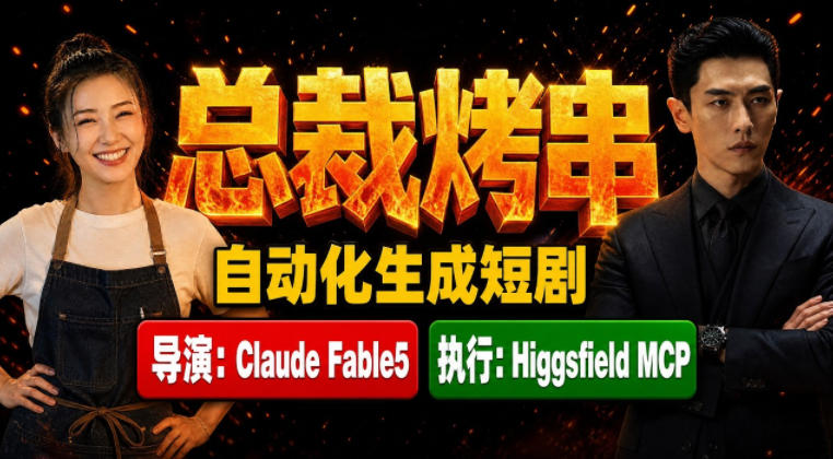 Claude Fable5担任导演+Higgsfield MCP落地执行｜《总裁烤串》真人质感短剧全自动AI生成全流程教学-云创网